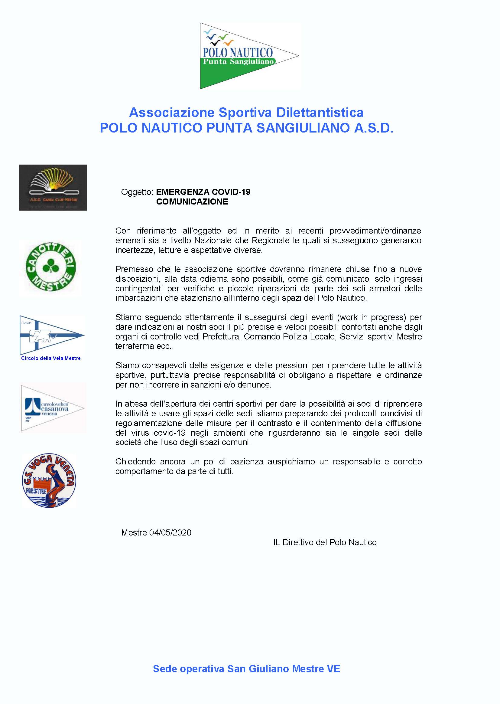 Comunicazione del 04 05 2020